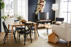 New Miliboo Mesa de comedor nórdica con acabado fresno 120 cm ELION