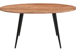 Hot Miliboo Mesa de comedor ovalada de madera de acacia maciza y metal 160 cm OBALI