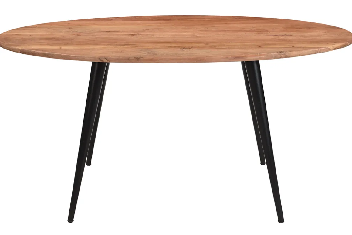 Hot Miliboo Mesa de comedor ovalada de madera de acacia maciza y metal 160 cm OBALI