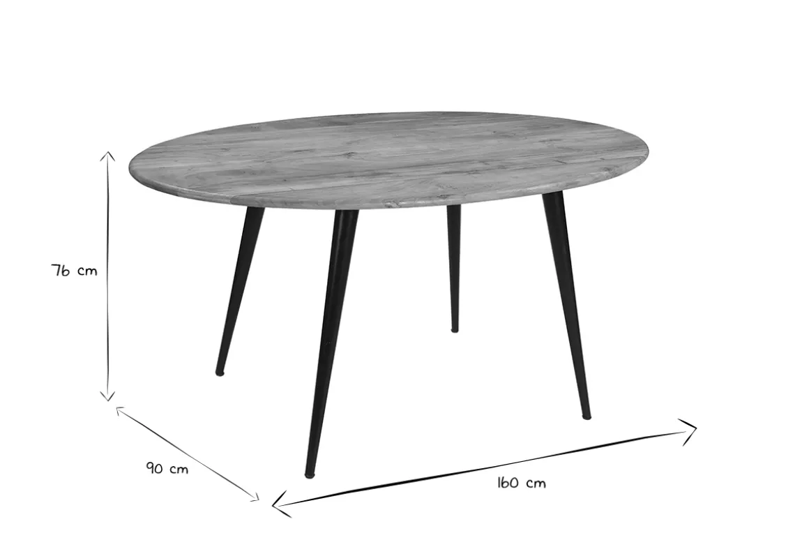 Hot Miliboo Mesa de comedor ovalada de madera de acacia maciza y metal 160 cm OBALI