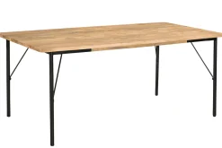 Discount Miliboo Mesa de comedor rectangular de madera maciza de mango y metal negro 180 cm JUDE