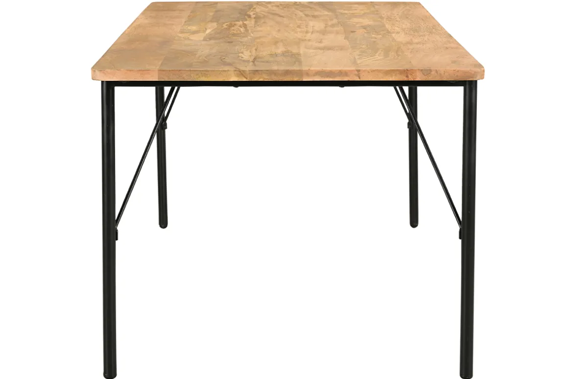 Discount Miliboo Mesa de comedor rectangular de madera maciza de mango y metal negro 180 cm JUDE