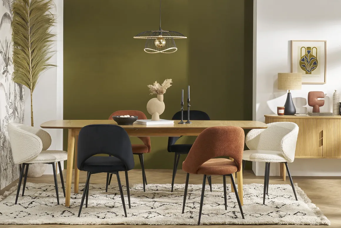 Clearance Miliboo Mesa de comedor rectangular extensible de madera de roble claro 180-220 cm EGO
