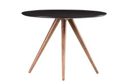 Flash Sale Miliboo Mesa de comedor redonda diseño nogal y negro D106 WALFORD