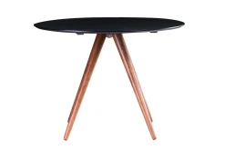 Flash Sale Miliboo Mesa de comedor redonda diseño nogal y negro D106 WALFORD