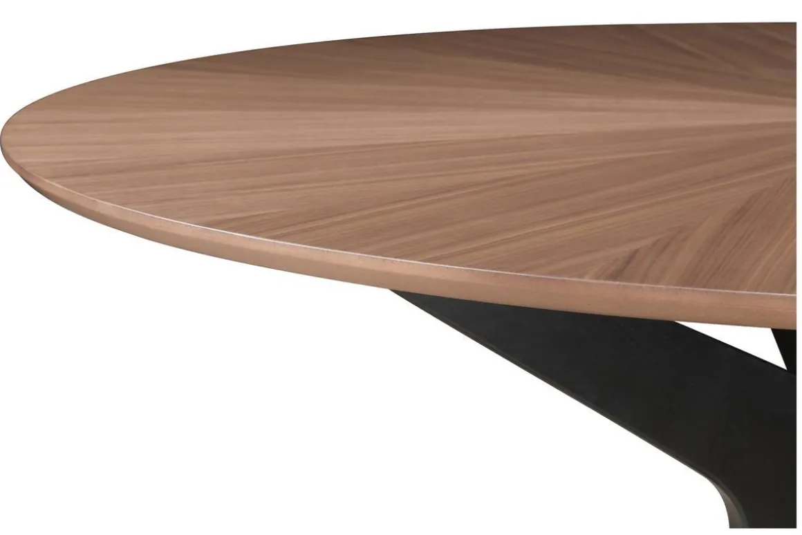 Best Miliboo Mesa de comedor redonda de diseño en nogal 120 cm DIELLI