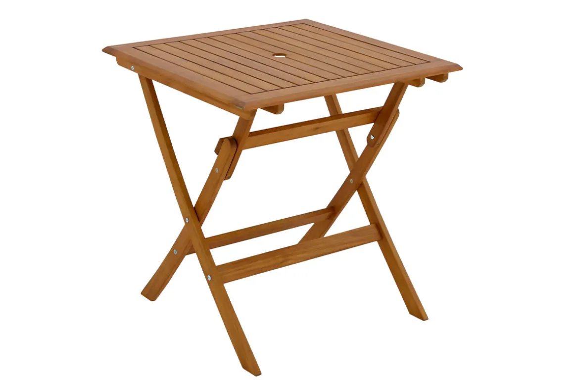 Online Miliboo Mesa de jardín cuadrada plegable de madera maciza 70 cm FUEGO