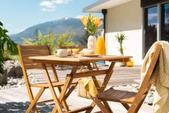 Online Miliboo Mesa de jardín cuadrada plegable de madera maciza 70 cm FUEGO