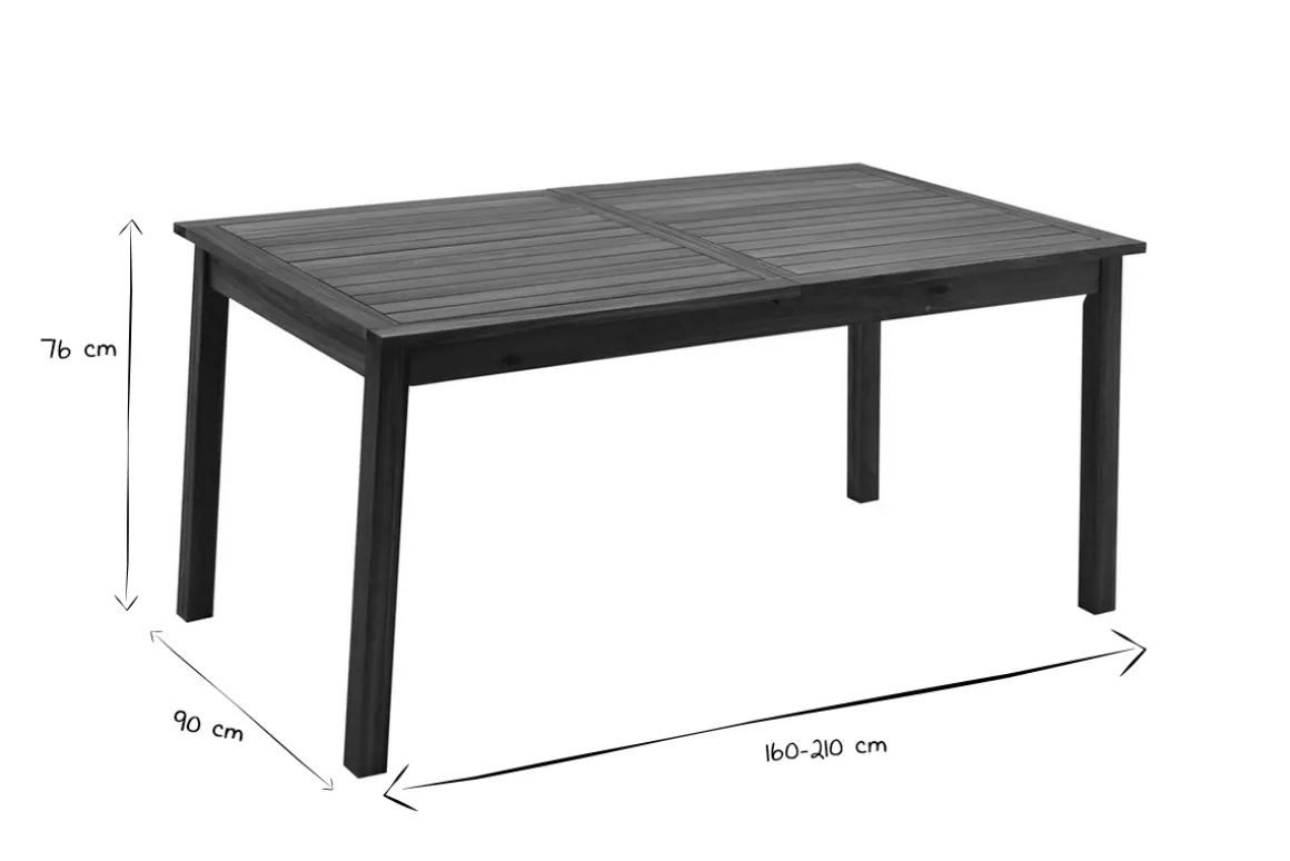 Cheap Miliboo Mesa de jardín extensible de madera maciza 160-210 cm MAYEL