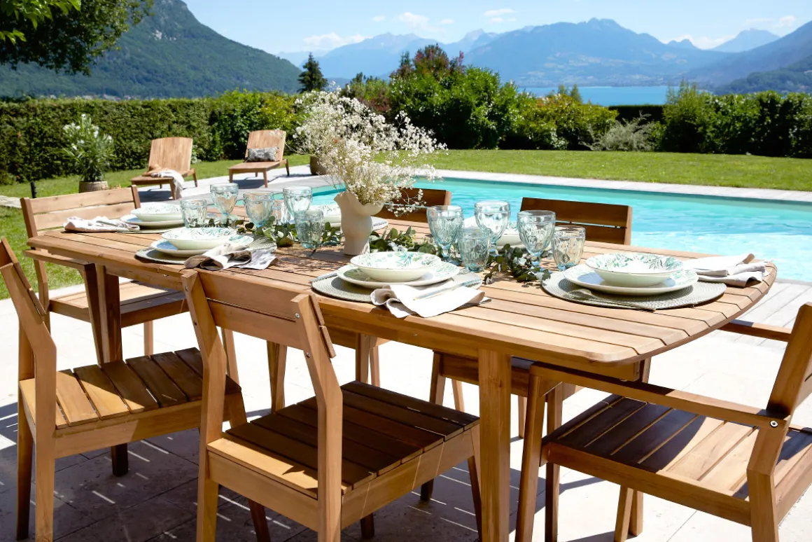 Discount Miliboo Mesa de jardín extensible de acacia maciza 4/8 personas CANOPEE