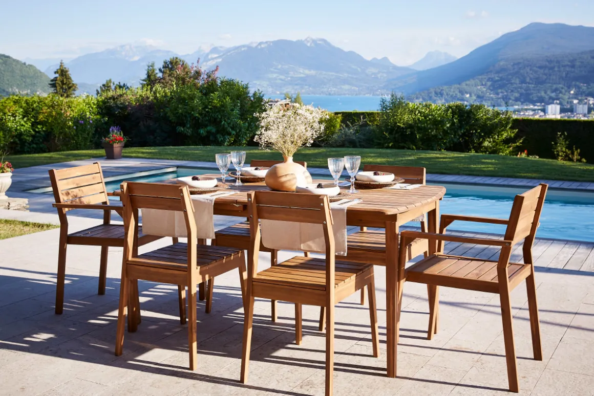 Discount Miliboo Mesa de jardín extensible de acacia maciza 4/8 personas CANOPEE
