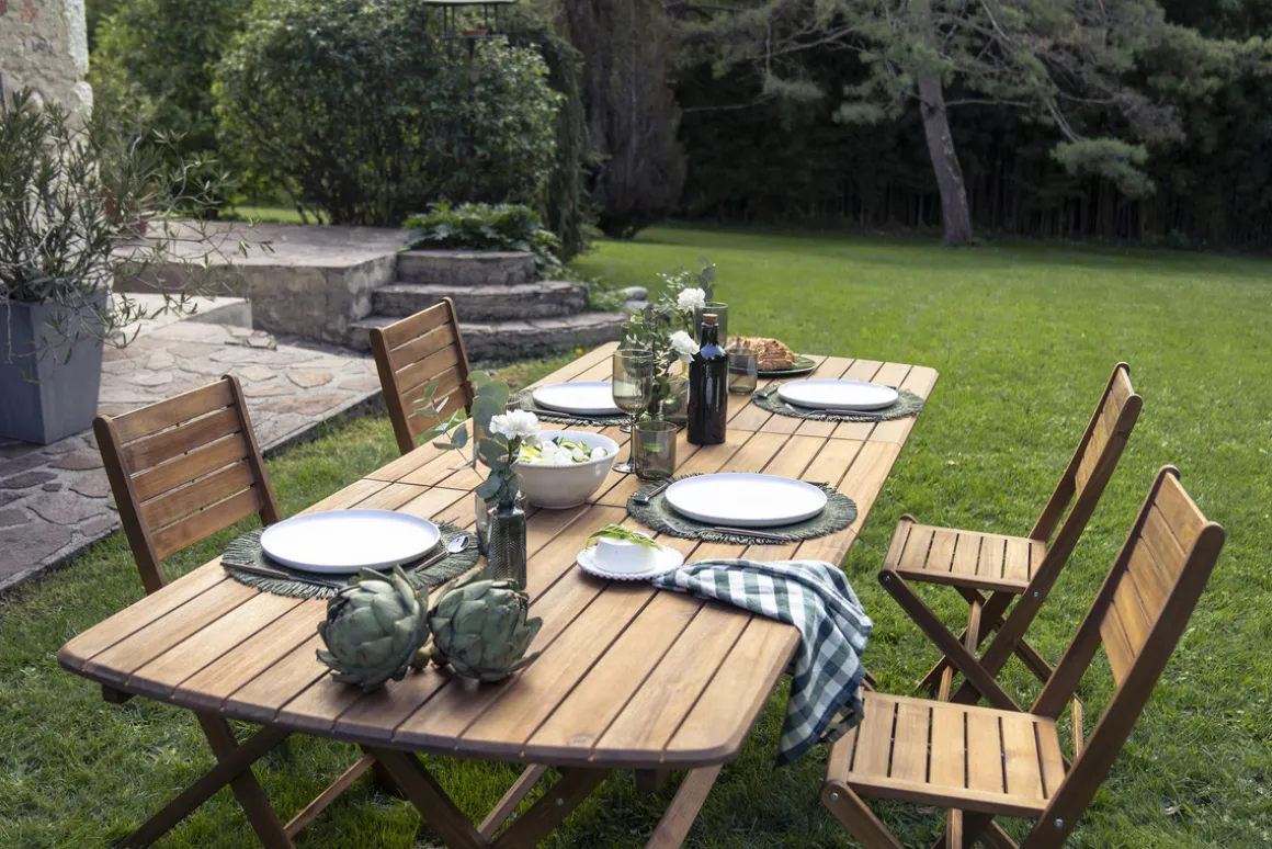 Discount Miliboo Mesa de jardín extensible de acacia maciza 4/8 personas CANOPEE