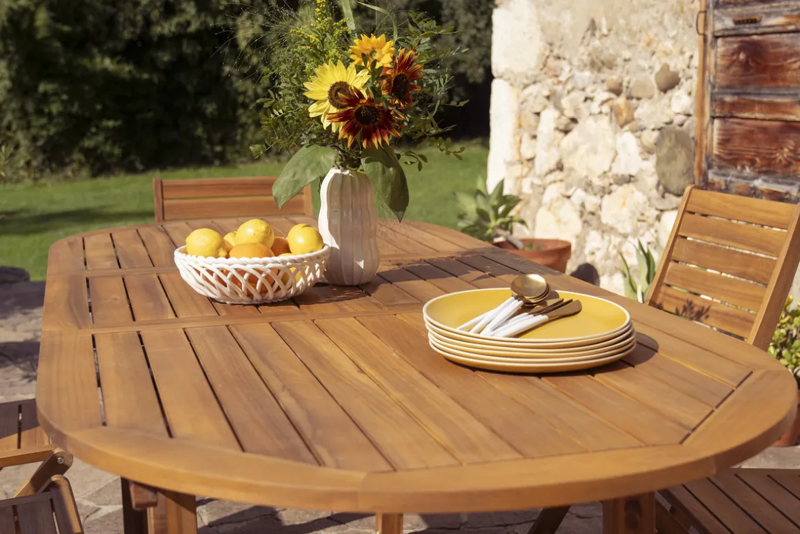 Sale Miliboo Mesa de jardín extensible de madera maciza 160-210 cm MAYEL