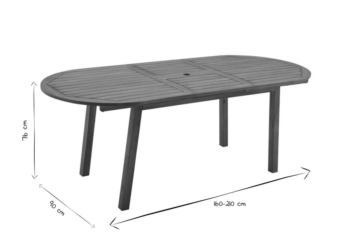 Sale Miliboo Mesa de jardín extensible de madera maciza 160-210 cm MAYEL