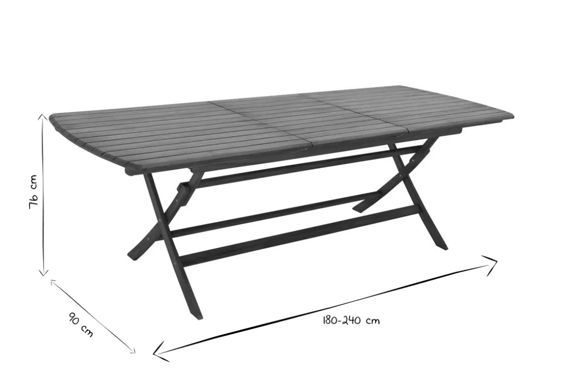 Discount Miliboo Mesa de jardín extensible de madera maciza con extensiones 180-240 cm CANOPEE