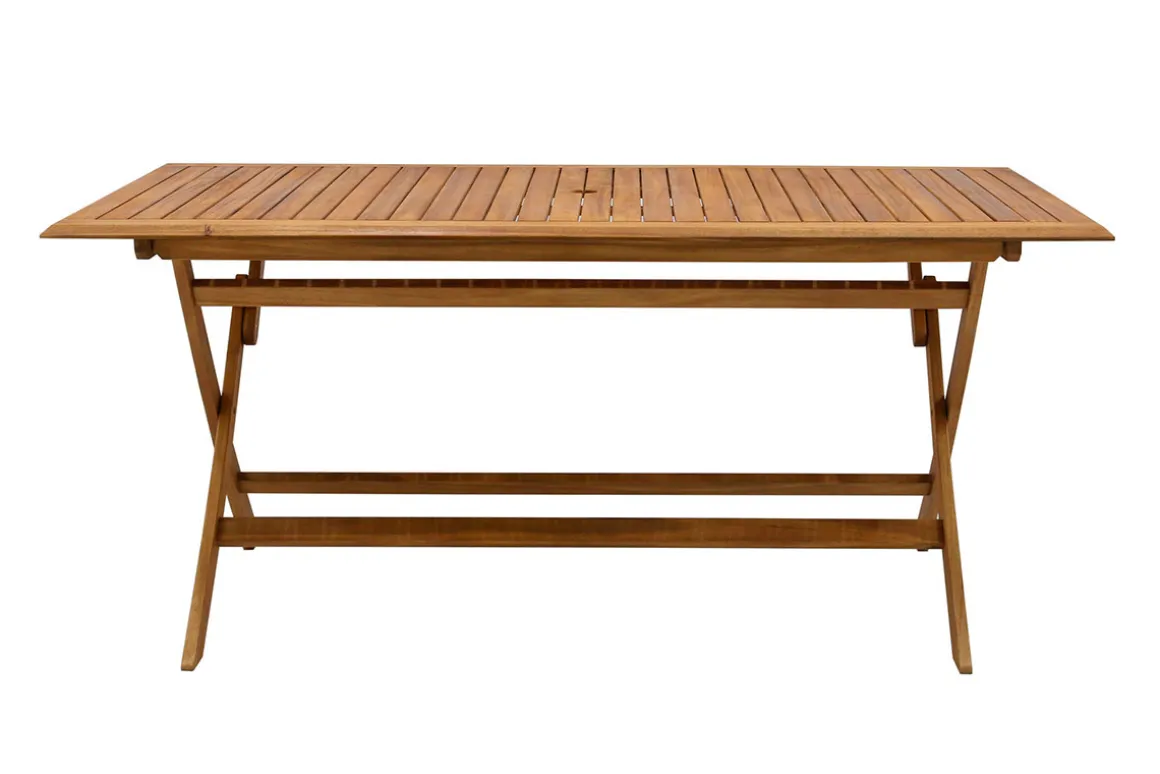 Cheap Miliboo Mesa de jardín plegable rectangular de madera maciza 170 cm SANTIAGO