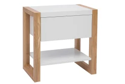Clearance Miliboo Mesa de noche blanco y roble ARMEL