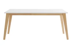 Store Miliboo Mesa extensible blanca de madera clara 160-205 cm SWAD