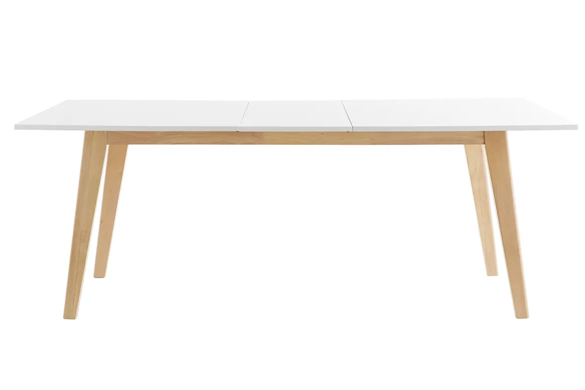 Store Miliboo Mesa extensible blanca de madera clara 160-205 cm SWAD