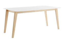 Store Miliboo Mesa extensible blanca de madera clara 160-205 cm SWAD