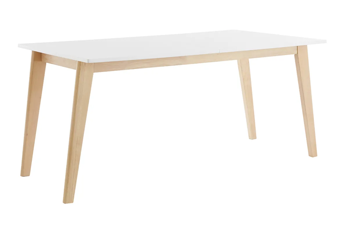 Store Miliboo Mesa extensible blanca de madera clara 160-205 cm SWAD