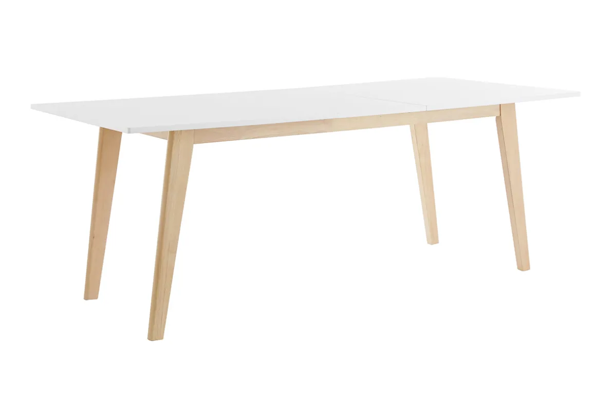 Store Miliboo Mesa extensible blanca de madera clara 160-205 cm SWAD