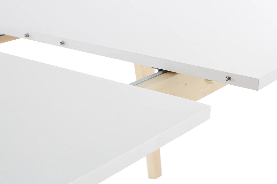Store Miliboo Mesa extensible blanca de madera clara 160-205 cm SWAD