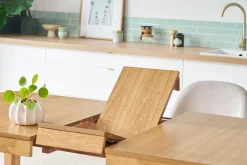 Discount Miliboo Mesa extensible de contrachapado de fresno y madera de caucho 150-180 cm BOLLY
