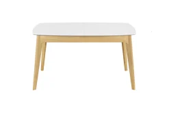 Discount Miliboo Mesa extensible nórdica blanca y madera MEENA