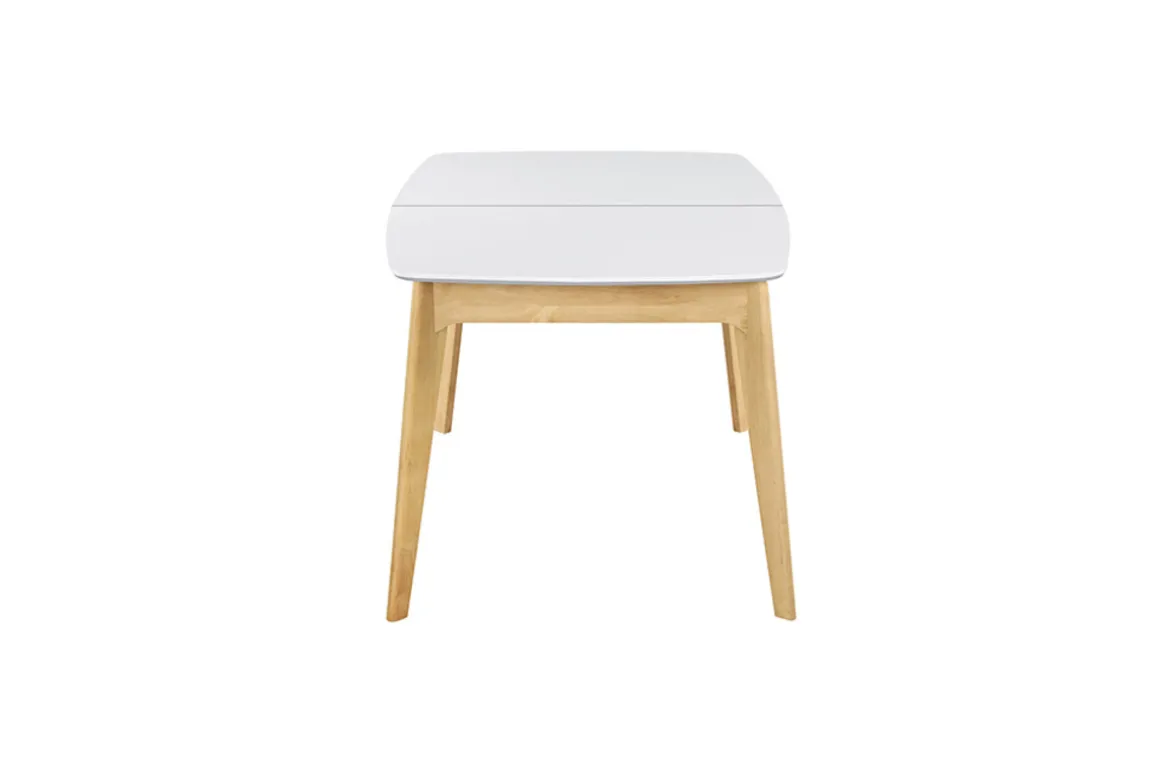 Discount Miliboo Mesa extensible nórdica blanca y madera MEENA
