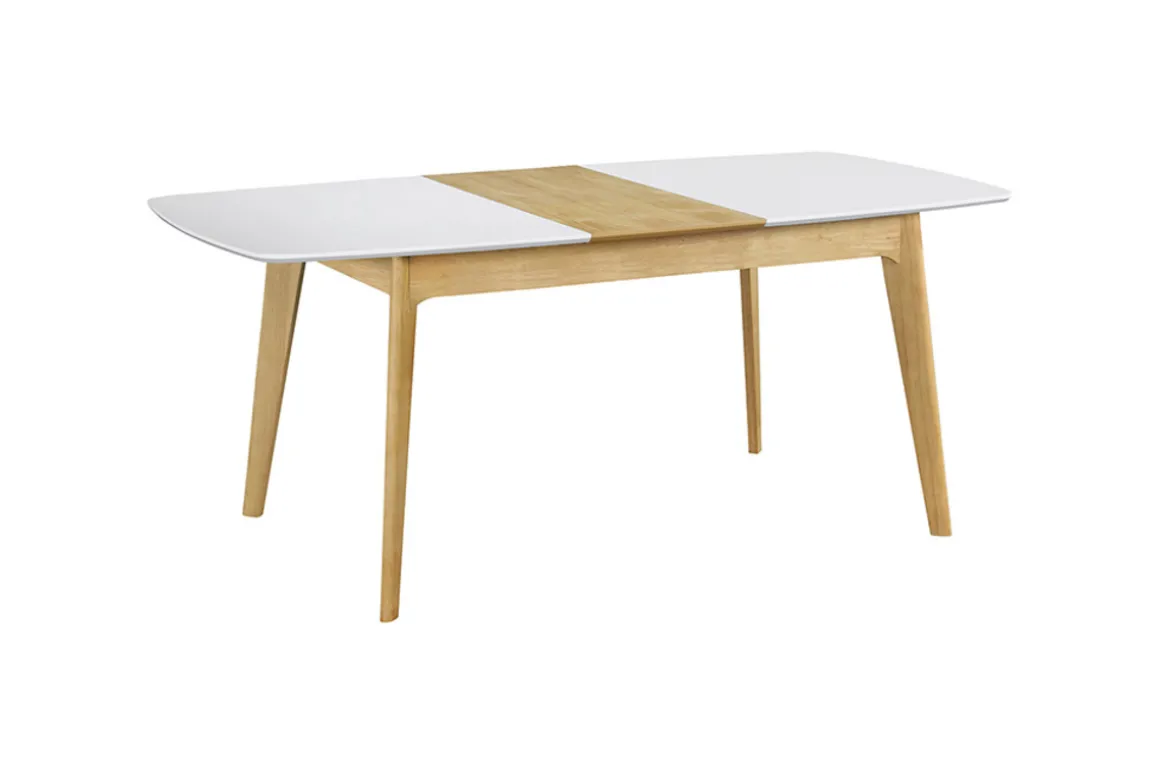Discount Miliboo Mesa extensible nórdica blanca y madera MEENA