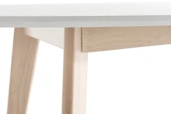 Shop Miliboo Mesa oval 150cm blanca y madera clara LEENA