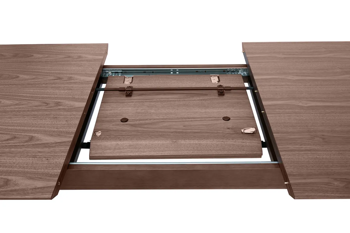 Shop Miliboo Mesa rectangular extensible con extensiones integradas de madera de nogal oscuro 160-210 cm ANK