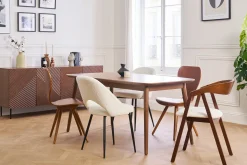 Shop Miliboo Mesa rectangular extensible con extensiones integradas de madera de nogal oscuro 160-210 cm ANK
