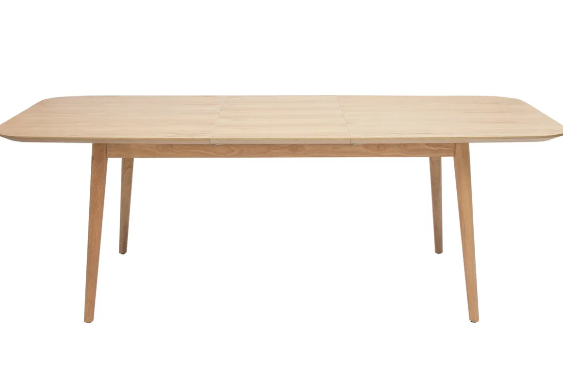 New Miliboo Mesa rectangular extensible con extensiones integradas de madera de roble claro 160-210 cm ANK