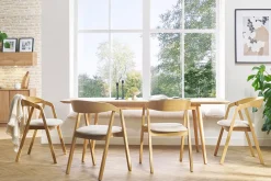New Miliboo Mesa rectangular extensible con extensiones integradas de madera de roble claro 160-210 cm ANK