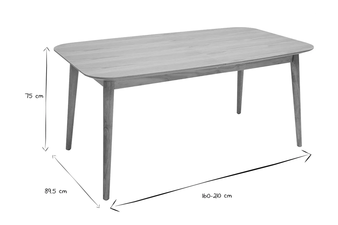 New Miliboo Mesa rectangular extensible con extensiones integradas de madera de roble claro 160-210 cm ANK