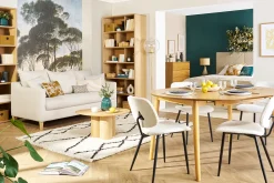 Sale Miliboo Mesa redonda extensible con extensiones integradas de madera de roble clara 115-154 cm EGO