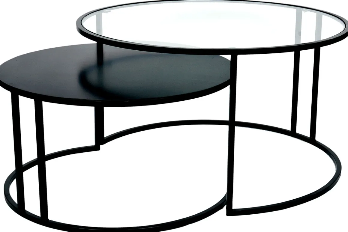 Outlet Miliboo Mesas de centro nido modernas cristal y metal TAHL