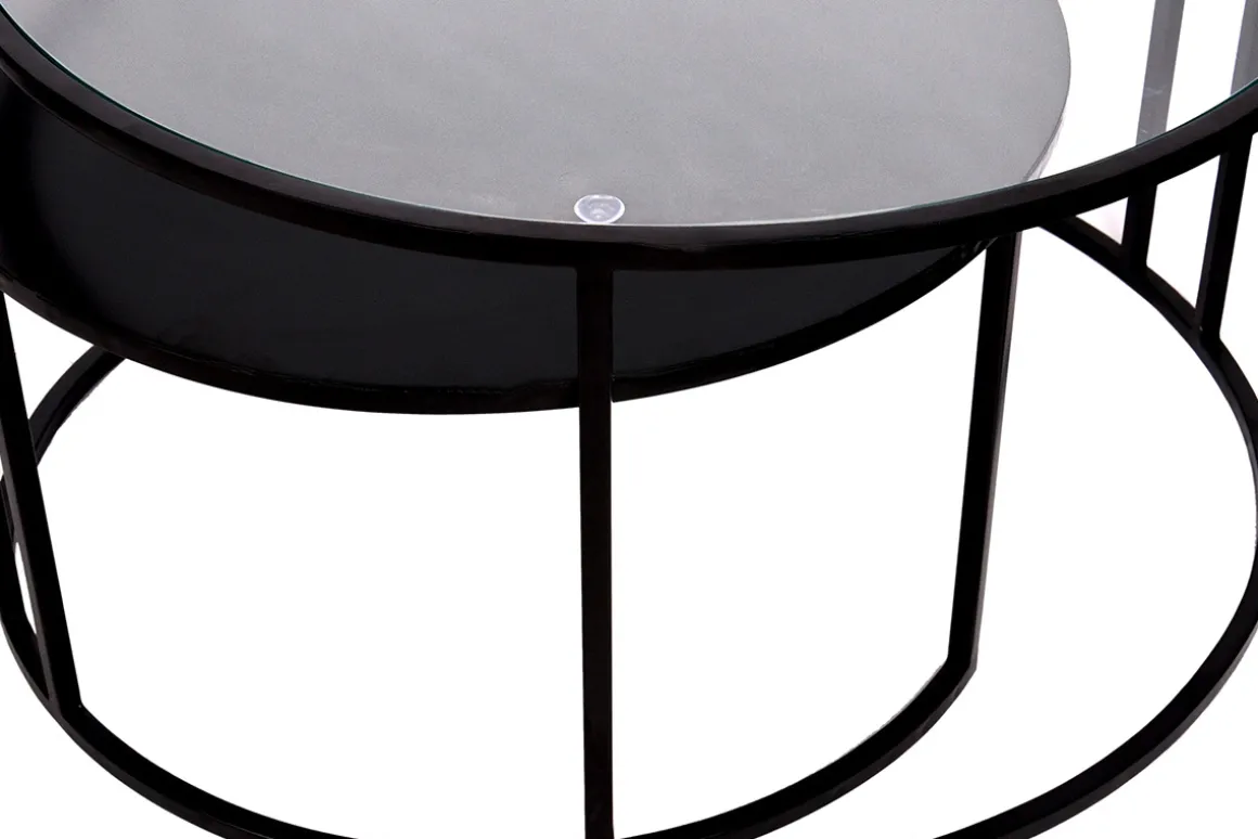 Outlet Miliboo Mesas de centro nido modernas cristal y metal TAHL
