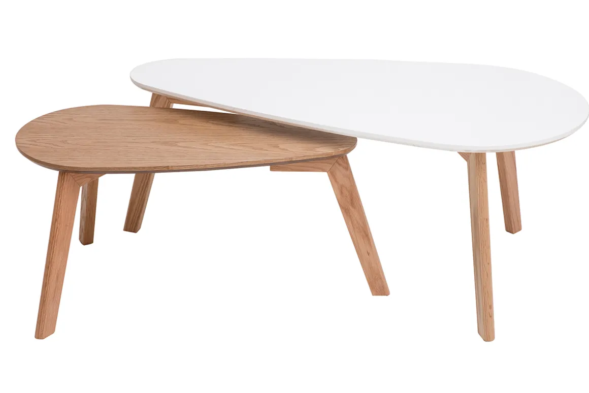 Outlet Miliboo Mesas de centro nordicas roble y blanco (lote de 2) ARTIK