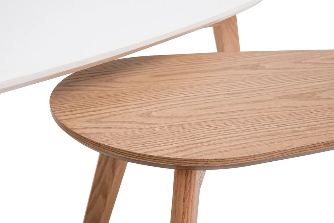 Outlet Miliboo Mesas de centro nordicas roble y blanco (lote de 2) ARTIK