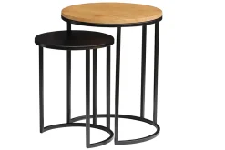 Best Miliboo Mesas nido auxiliares de madera de mango maciza y metal negro TAHL
