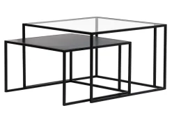 Sale Miliboo Mesas nido de centro de cristal templado y metal TAHL