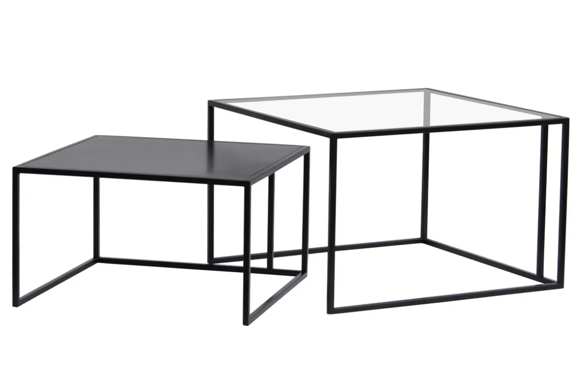 Sale Miliboo Mesas nido de centro de cristal templado y metal TAHL