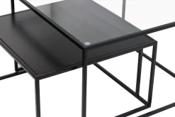 Sale Miliboo Mesas nido de centro de cristal templado y metal TAHL