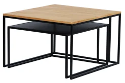 Best Miliboo Mesas nido de centro de madera de mango maciza y metal TAHL