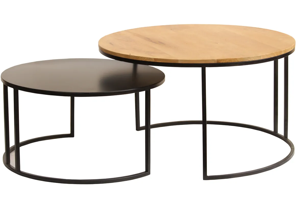 Shop Miliboo Mesas nido de centro diseño madera y metal TAHL
