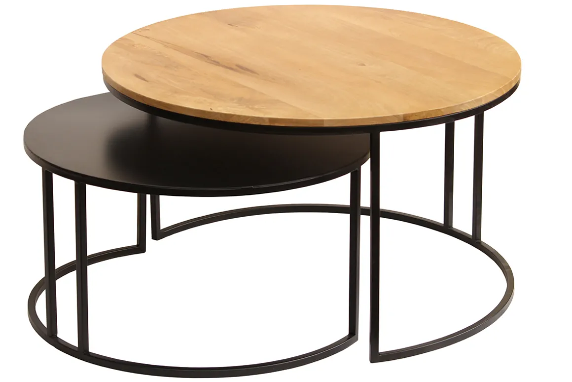 Shop Miliboo Mesas nido de centro diseño madera y metal TAHL