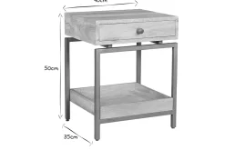 Best Sale Miliboo Mesilla con almacenaje de madera maciza de mango y metal dorado 40 cm MORISSON